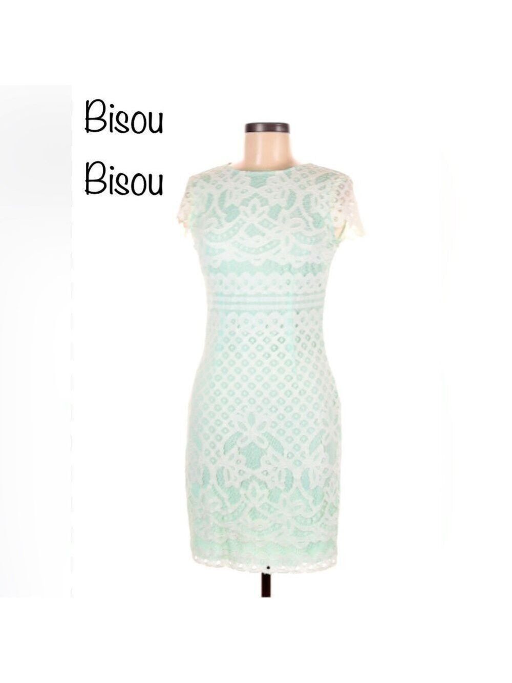 🔥NWT🔥 Bisou Bisou Mint & Ivory Lace Bodycon Dress Women’s 10
